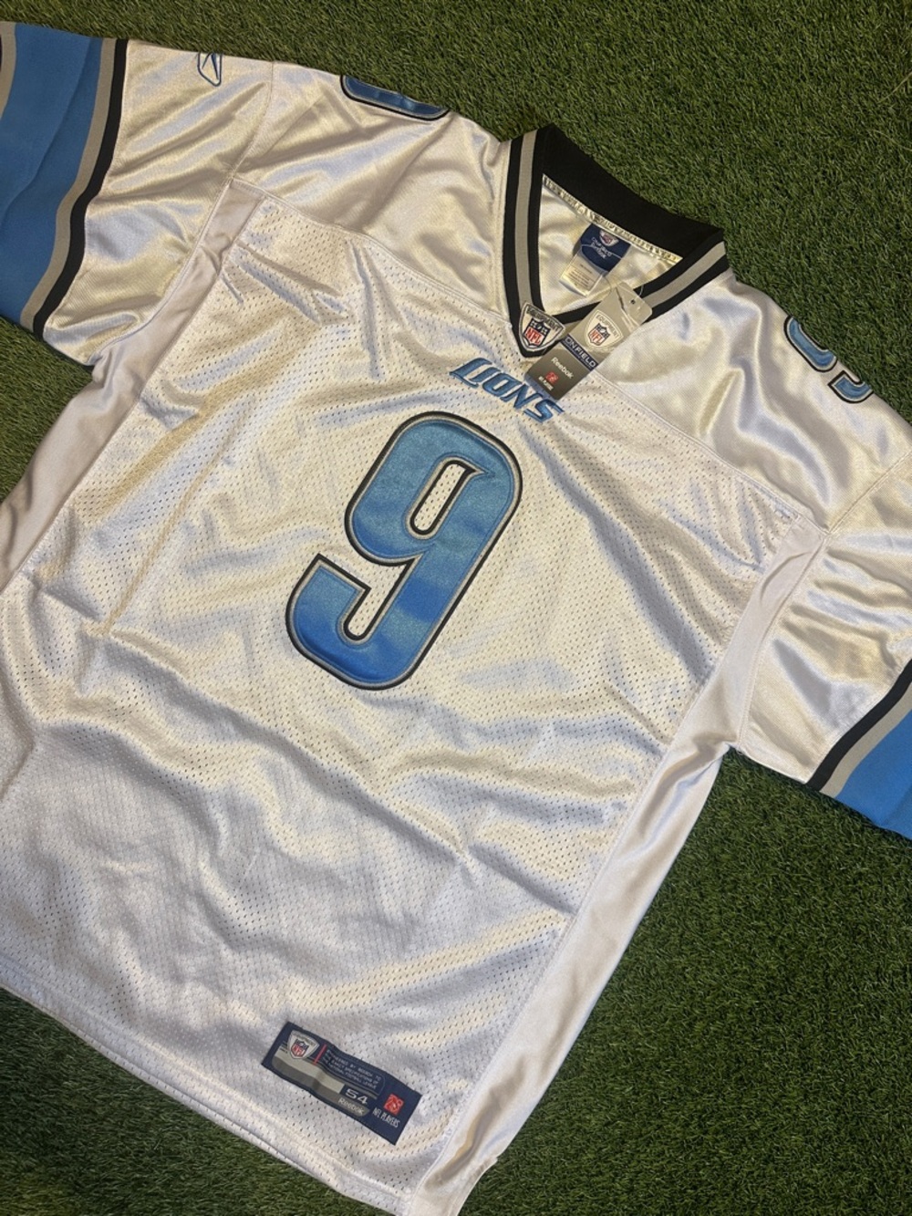 RARE NWT Matthew Stafford Detroit Lions Reebok White Blue #9 NFL Jersey 2XL 54